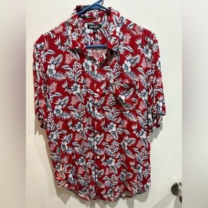 Men’s tropical print button down shirt